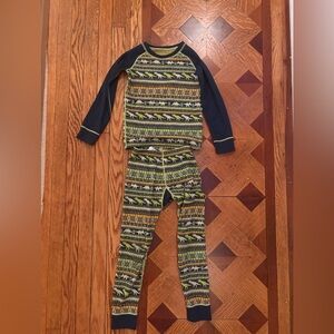 Dinosaur Print Kids Merino Wool Base Layer Set - Size 5/6